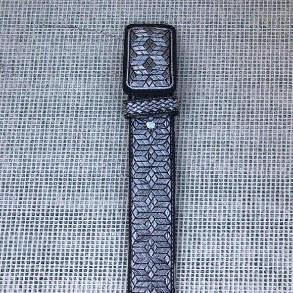 SILVER AUTHENTIC MEXICAN WESTERN BELT EMBROIDERED CINTO VAQUERO BORDADO PLATEADO - Picture 4 of 6